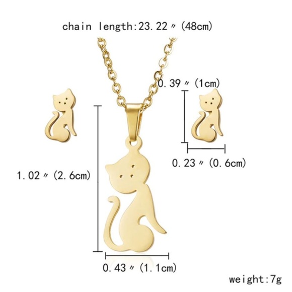 Cute4less2012 Jewelry - Stainless Steel Cat Necklace and Earrings Set